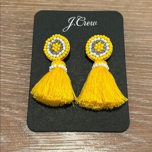 J. Crew Beaded Tassel Stud Earrings